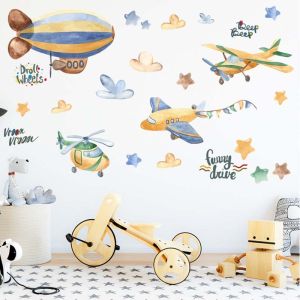 Wallstickers - Hot air balloon and Airplane