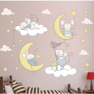 Wallsticker - Mice in the Moon and Clouds
